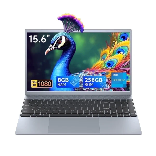 RNRUO 15.6 inch 1080p Laptop Computer 8GB RAM 256GB SSD with 4 Core Intel Pentium J3710 Up to 2.64 GHz, 1920*1080 IPS, WiFi 5 BT5.0, Windows 11 Pro