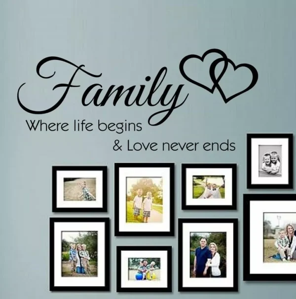 Family Wall Love Quote Where life begins Vinyl Sticker Wall Art Home Mural Decal